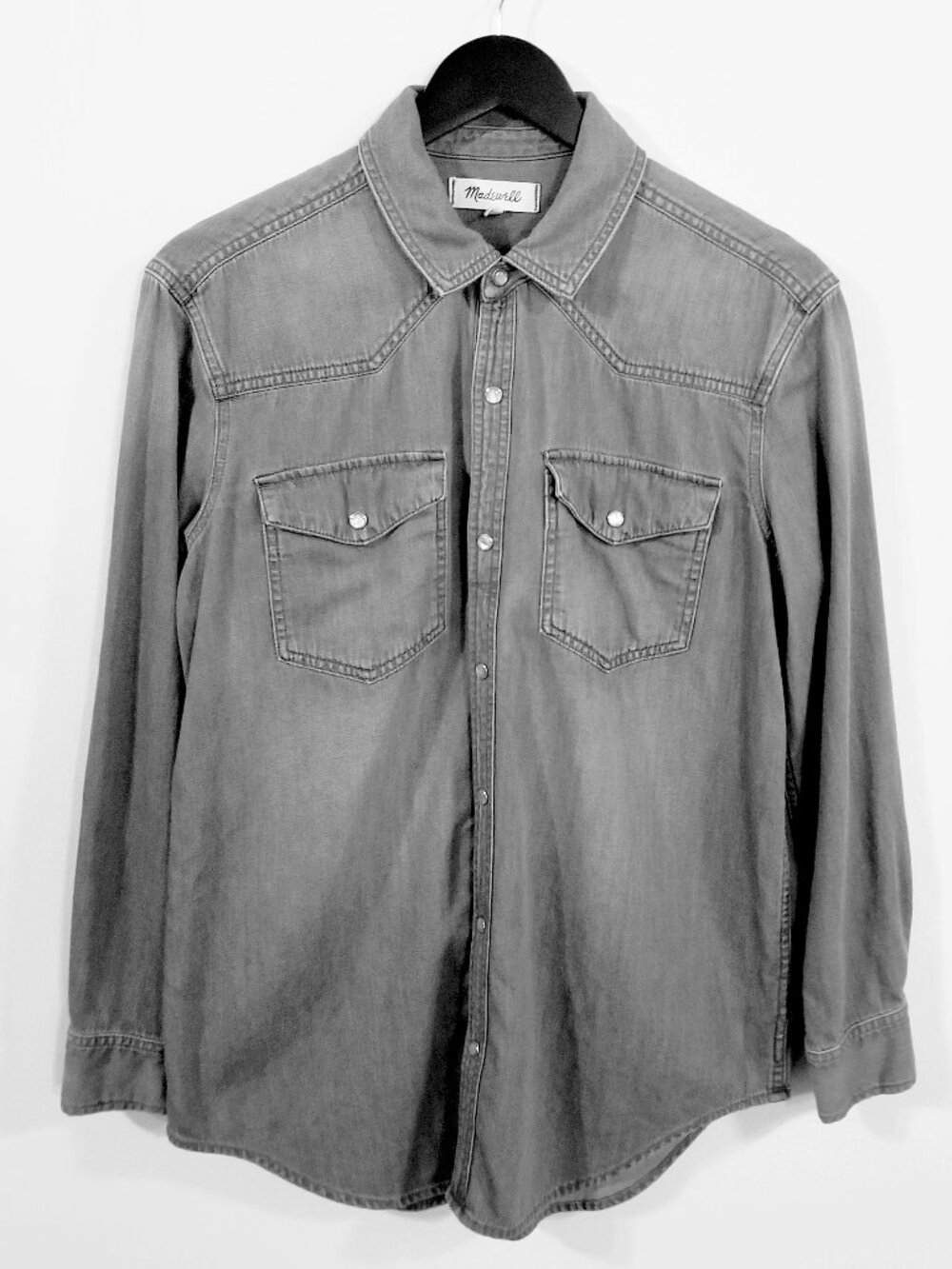 Madewell Women’s Gray Denim Pearl Snap Western Shirt - Small